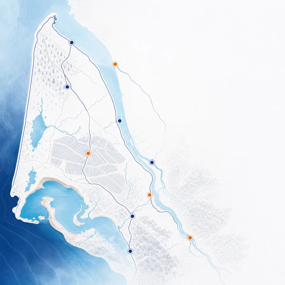 Carte éditoriale des secteurs de Gironde, dessinée sur-mesure en SVG